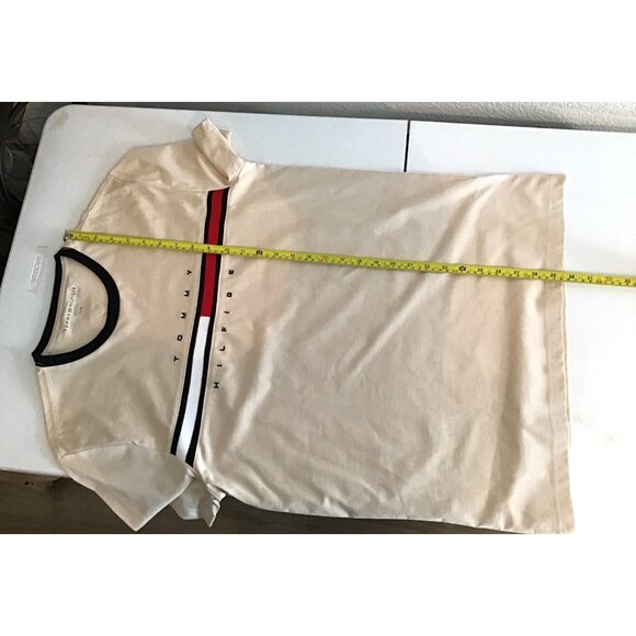 Tommy Hilfiger Mens Crewneck Logo T-Shirt L Beige - Picture 6 of 7